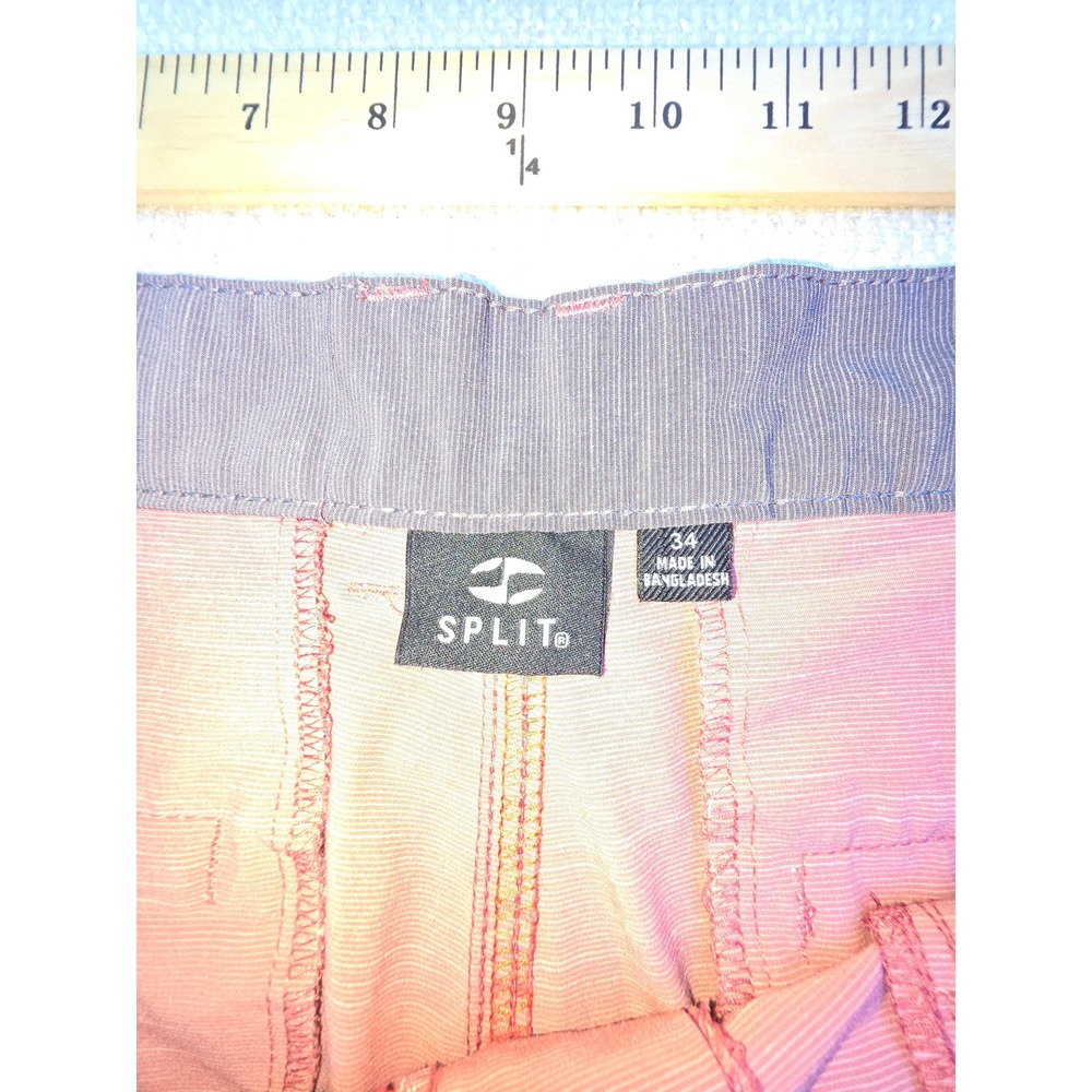 Split Mens Hybrid Walk Shorts Size 34 Pink Slub Texture Quick Dry Surf Casual - Picture 5 of 6